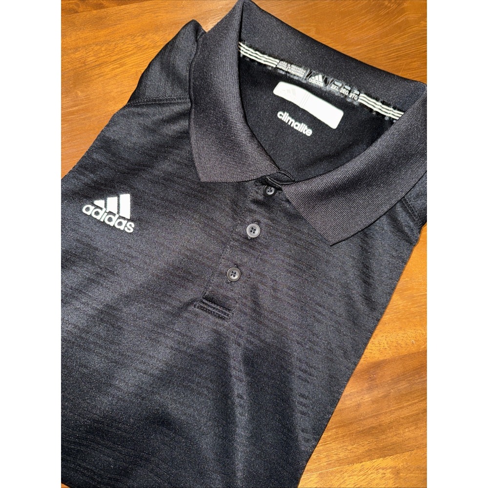 Adidas Men's Black Striped Climalite Polo 2XL Golf Short Sleeved Lightweight